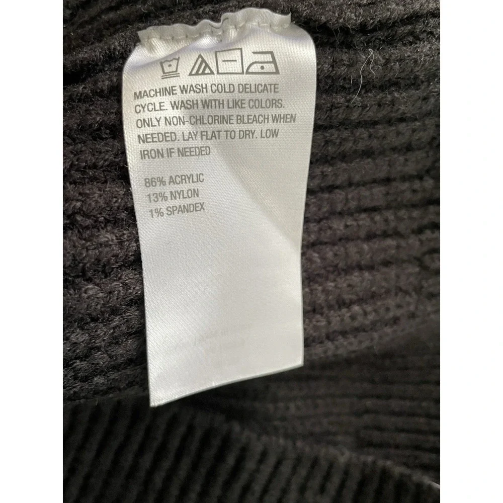 NWT G by Giuliana‎ Black Label Womens XXS Sweater Cable Knit Black Fringe Sleeve